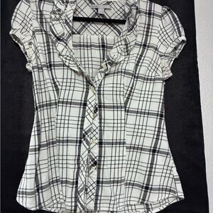 Old Navy Black and White Plaid Button Down Shirt